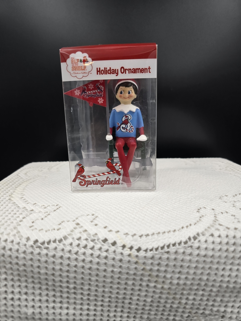 Elf Holiday Ornament in Red & Blue